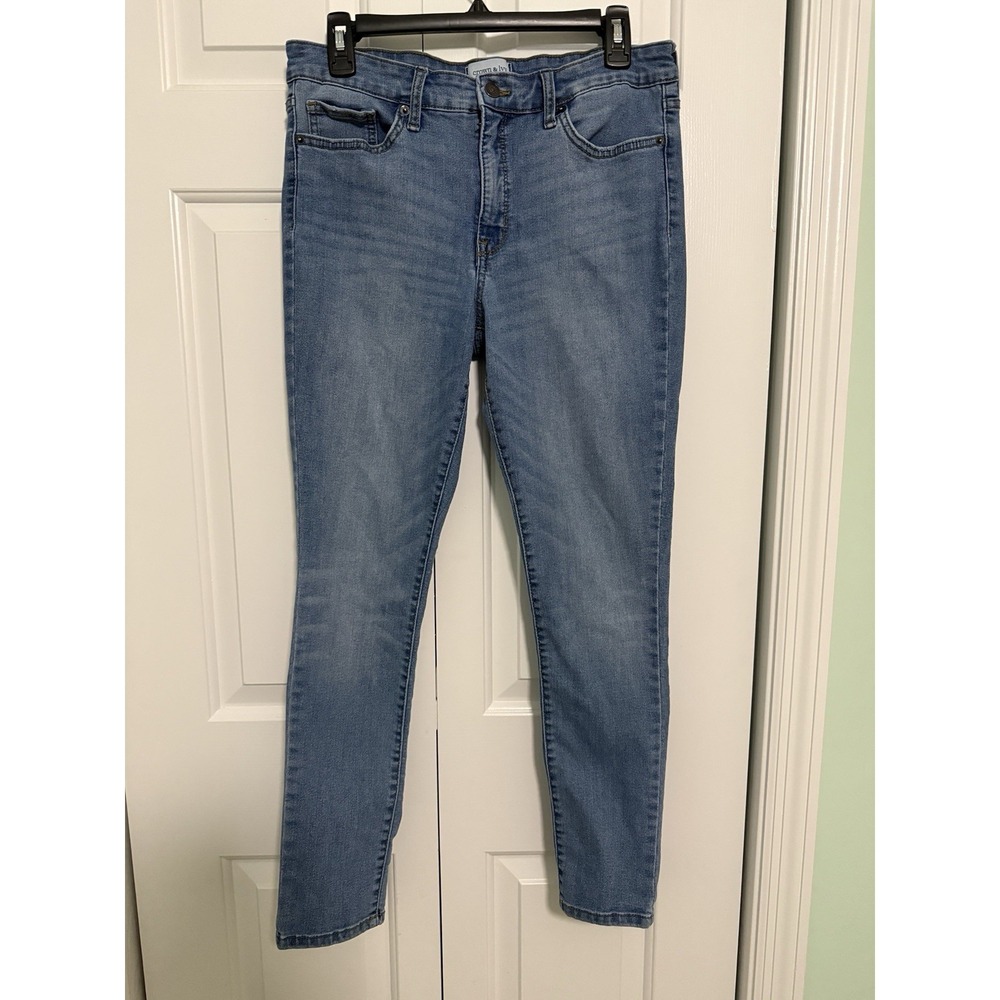 Crown & Ivy Straight Leg Jeans Womens Size 10 Skinny Slim Fit Blue